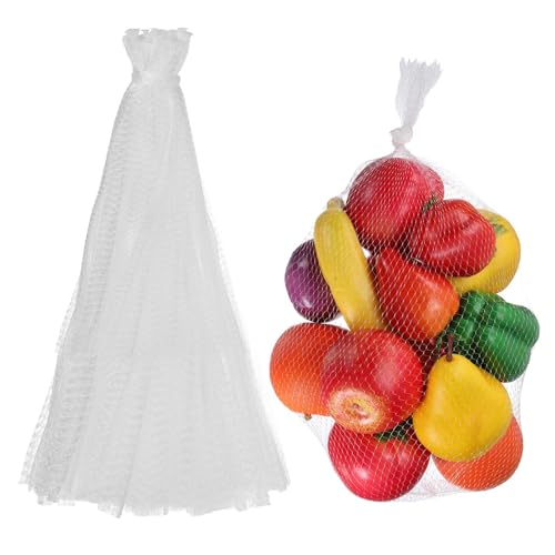 Sacs en maille pour légumes et fruits de mer réutilisables blancs de 50 cm x100 uxcell