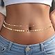 COMNICO Bauchkette Gold, 2Stück Körperkette Verstellbare Taillenkette Metallglieder Kettengürtel Wasserdichte Bikini Taillenperlenkette Zierliche Satellitenperlen-Münzkette Schmuckgeschenke für Frauen
