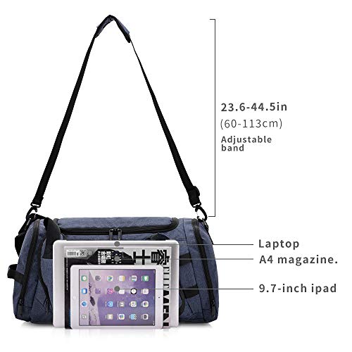 35-40L 3 Way Waterproof Sports Gym Travel Weekender Duffel Bag with Shoe Compartment Overnight Bag (Deep Gray)