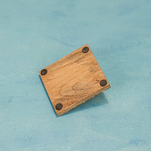 Image of Ireka Home Rustic Charm Coaster Set of 4, Mango Wood & Resin - Tea Cup, Coffee Mug & Glass Coasters for Dining Table, Office & Home Decor