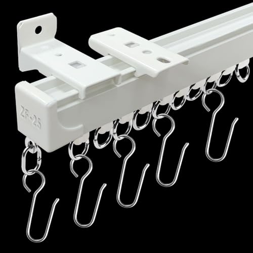 Curtain Track Ceiling Mount Heavy Duty Curtain Rail Ceiling Curtain Track or Wall 9 FT Room Divider Curtain Track White with Hooks Suitable for Living Room Bedroom Bathroom