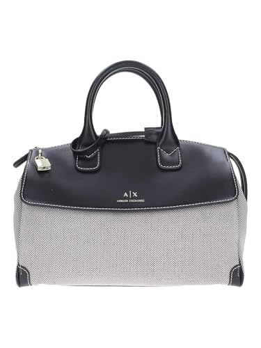 A | X ARMANI EXCHANGE Jane Bolsa grande de lona com trava de logotipo, preta, Preto