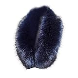 Saison : toutes saisons Col en fausse fourrure de renard pour femme - Col en fourrure pour manteau d\'hiver - Capuche décorative en fausse fourrure - Foulard en fourrure - Bleu marine - A, États-Unis, XXXL