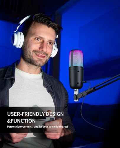 Ko-Star USB Gaming Microphone for PC,Computer Mic for PS4/ PS5/ Mac,Condenser Mic with Quick Mute,RGB Light,Pop Filter,Shock Mount for Recording,Streaming,Podcasting,YouTube (Black) - Image 7