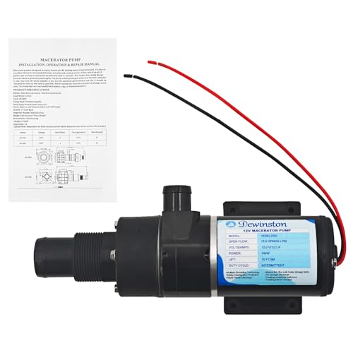 Image of 12V Macerator Pump Compatible with Jabsco 18590-2092, 12 GPM Waste Pump with Self-Priming, Run-Dry Protection, for RV, Marine, Boat, Toilet, Kitchen Drain