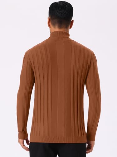 Men's Turtleneck Sweaters Solid Color Turtle Neck Warm Knitted Pullover Sweaters3