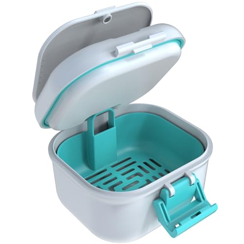 Caja de remojo para dentaduras portátil para viajes seguros y sin fugas de agua