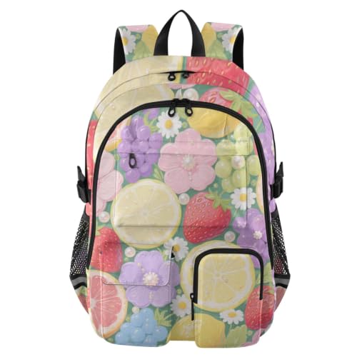 Mochila para laptop escolar de 7 a 18 pulgadas con estampados de frutas