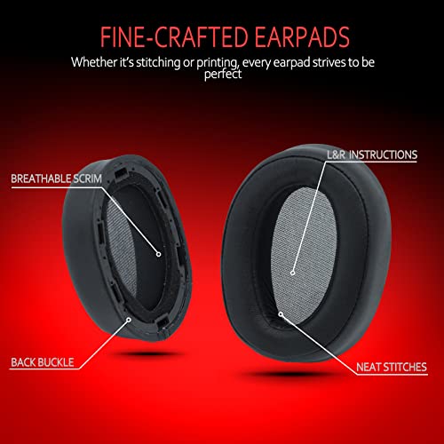 Image of Krone Kalpasmos Replacement Earpads for Sony WH-H900N h.Ear on 2 & Sony MDR-100ABN Headphones, Sony Headphone Cushions Compatible with Sony 900N, Sony WH H900N earpads with Soft Foam Leather(Black)
