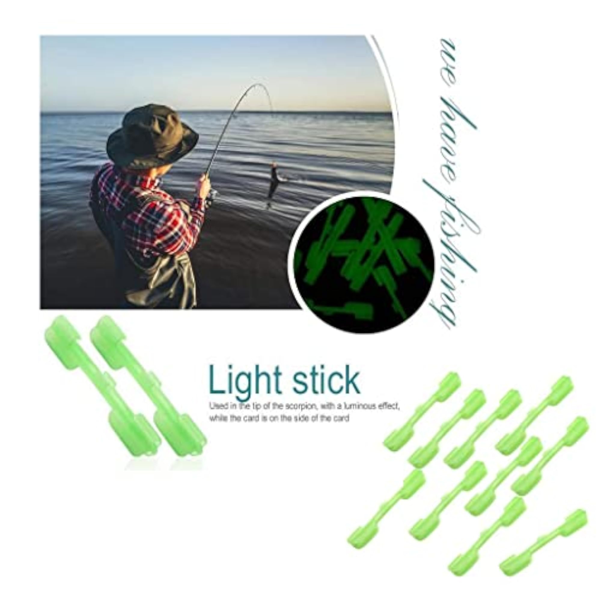 10pcs Fluorescent Glow Stick Clip for Fishing Rods