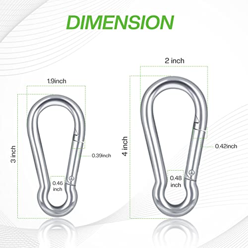 Lifesport Gear Heavy Duty Carabiner Clips 4 Inch, 316 Stainless Steel Spring Snap Hooks For Gym, Camping, Hiking Equipment, Outdoor Activities, M10 Carabiner Clip Set Of 2 #TOP2