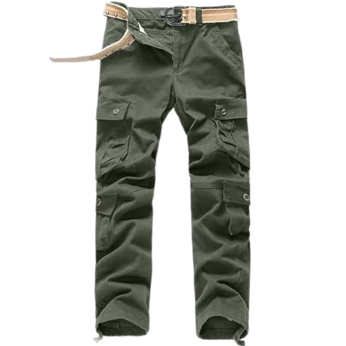 NATHGAM Men's Straight Cargo Pants Multi Pockets Casual Outdoor Hiking Pants Baggy Fit Tactical Cargo Pants Lightweight Pants