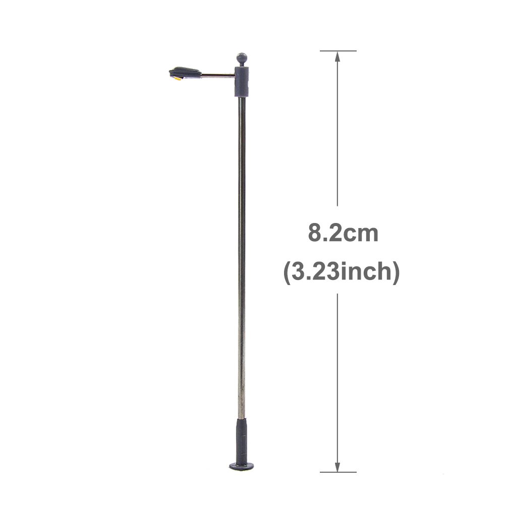 Evemodel 10pz Lampione A Singoli Testa Lampada da Giardino in scala HO Per 1/87 Layout Modello Treni Bianco LED