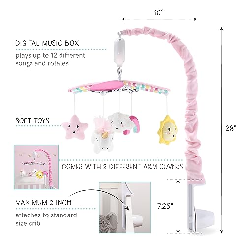 The Peanutshell Crib Mobile for Girls, Unicorn, Stars, Rainbow, Montessori Inspired - Image 3