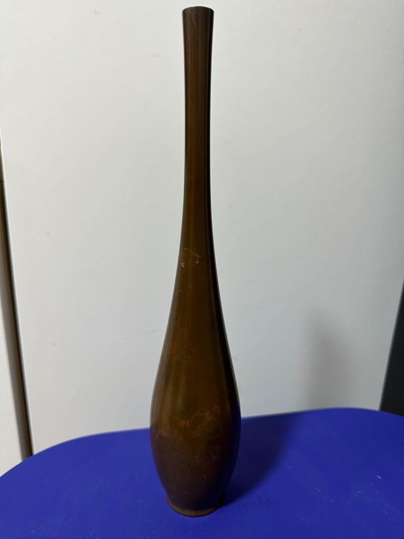 平安 秦蔵六造 青銅一枝瓶 鶴首瓶 共箱 D R7766