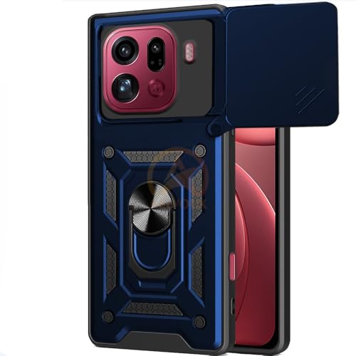 Image of Armor Bumper Back Cover Case for Oppo Find X9 Pro 5G Rotating Camera Cover, Ring Holder & Kickstand | Heavy Duty & 360 Degree Protection Oppo Find X9 Pro 5G Back Cover (Blue)