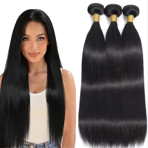Extensiones de pelo humano de 66-71 cm para lucir una melena larga y densa en negro natural