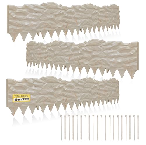 Garden Edging, 21FT Landscape Edging Kits with 20 Pcs Stakes, Plastic Edging Border Flexible for Garden Flower Beds Lawn Yard Pathway