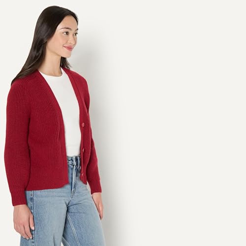 Image of Amazon Essentials Women's Soft Touch Ribbed Blouson V-Neck Cardigan Sweater