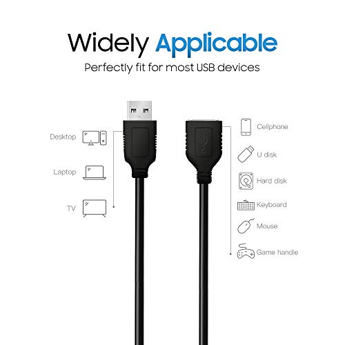Cmple - High Speed Usb To Usb Extension Cable - Flexible Extender Cord - A Male To A Female Adapter Cable - Usb 2.0 Extension Cable - 6 Feet Black #TOP3