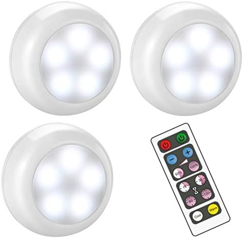 BLS AA-1035 Led Puck Lights with Remote Control, Wireless Dimmable Stick On Lights, 3 AA Battery Operated, Push Lights, Cupboards, Under Cabinet Lights with Timer, Cool White and Warm White - 3 Pack
