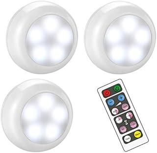 BLS AA-1035 Led Puck Lights with Remote Control, Wireless Dimmable Stick On Lights, 3 AA Battery Operated, Push Lights, Cupboards, Under Cabinet Lights with Timer, Cool White and Warm White - 3 Pack