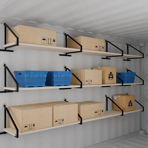 NULTRUMA 2-Pack Heavy Duty Shipping Container Shelf Brackets - Powder Coated Steel, 19.7"x15.9" Size, 600lbs Capacity, No-Drill Removable for 2-Tier Setup in Trailers, Garages & Conex Containers by NULTRUMA - Image 6