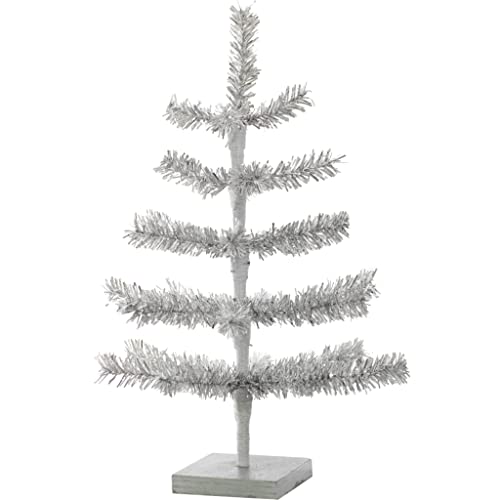 18in Silver Tinsel Christmas Tree Artificial Aluminum Thin Brush Branches