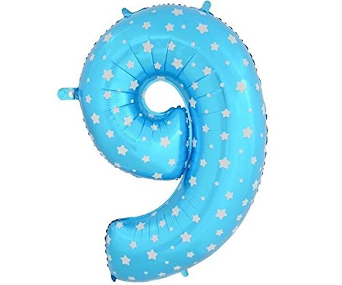 Image of AMFIN 17 inch 9 Number Foil Balloon, Birthday Decoration Items [Helium Supported] - Blue