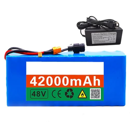 GNIUBBDB Batería de Iones de Litio para Bicicleta eléctrica, 48 V, 42 Ah, 13S3P, con Cargador y...