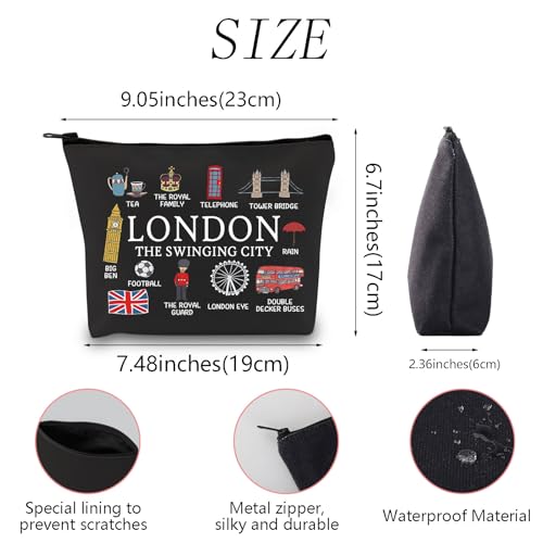 MYSOMY London Travel Gift London Travel Makeup Bag London Travel Souvenir Cosmetic Bag Welcome to London Gift London Lover Gift (London Bag-bl) - Image 4