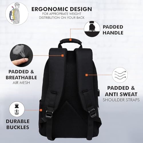 Image of TECHYBEE 45 L Expandable Travel Backpack - Flight Approved Carry On Weekender Bag with 16-Inch Laptop Compartment - Anti-Theft Large Business & College Daypack (Black)