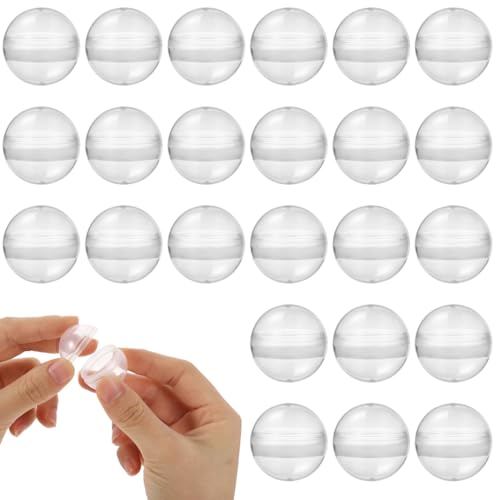 ULTECHNOVO 100 pcs Clear Vending Machine Shells 32mm Transparent Plastic Fillable Balls for Toys & Crafts 1.2 Inch Mini Shells for Easter Egg Hunt Party Favours & Prizes Round