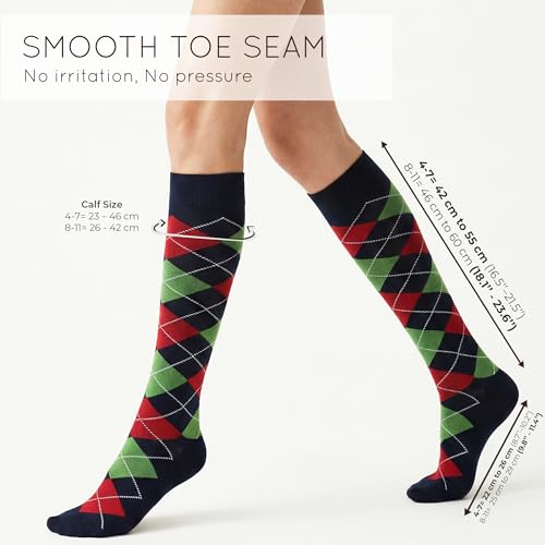Image of Mysocks Unisex Knee High Long Socks Argyle