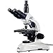 AmScope T530B Compound Trinocular Microscope, WF10x and WF20x Eyepieces, 40X-2000X Magnification, Brightfield, Halogen Illumination, Kohler Condenser, Double-Layer Mechanical Stage, High-Resolution Optics