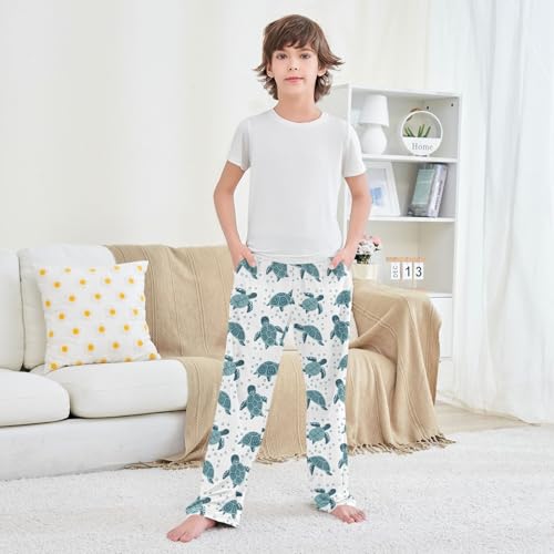 Boys' Pants Big Blue Sea Turtle Bubbles Long Bottoms Jogger Pants Elastic Waist Trousers with Pockets S-XL 5