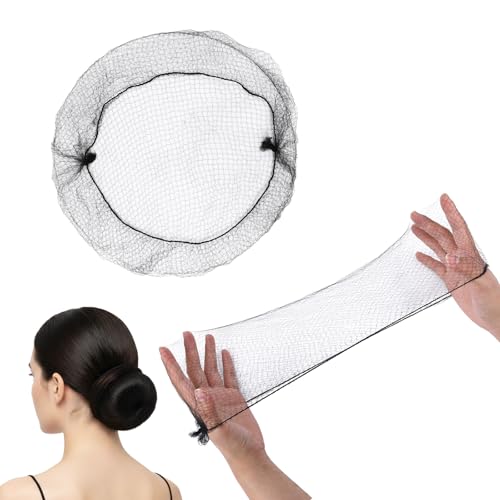 50 Pcs Black Fine Mesh Hair Nets - Professional Wig Caps for Sleeping, Food Service & Dance - Secure Bun Maker Accessories for Long Wigs, Ballet, Competition & Styling