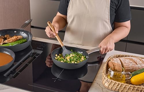 Zyliss Cooking Spoon, Oak Wood Handle, Every Day Use Serving Spoon for Cooking and Stirring, Heat Resistant PBT Head, Anti-Scratch for Non Stick Pans, 32cm, Handwash Only