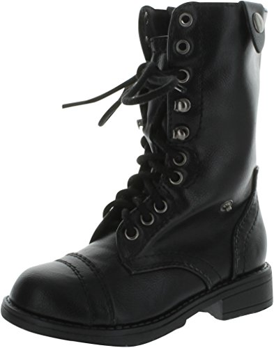 Happy Soda Oralee IIS Little Girls Military Lace-Up Fold Over Combat Boots