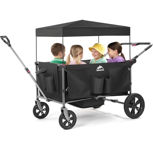 Foldable 4-Seater Wagon Stroller with Sun Canopy