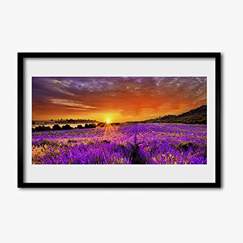 Affiche encadrée 60x40 cm salon cadre en MDF décoration murale chambre photo lavande