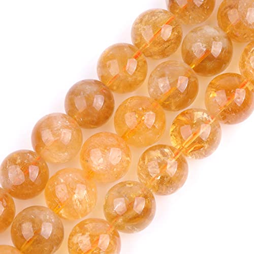 Perles rondes en pierre naturelle jaune citrin 14 mm pour fabrication de bijoux artisanaux