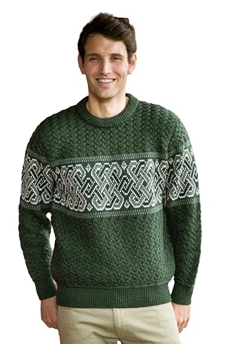 Aran Crafts Unisex Jacquard Sweater 100% Merino Wool, Made in Ireland