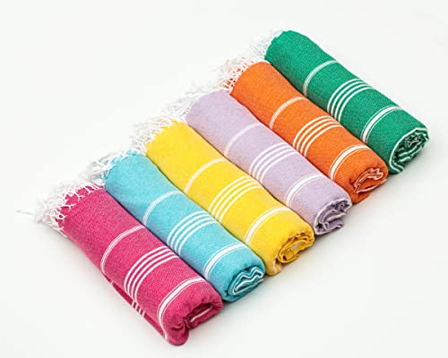 Havluland Set Of 6 Turkish Bath Towels 100% Turkish Cotton Beach Towel Oversized 71X39 Absorbent Turkish Towel Quick-Dry Beach Towels Sandproof Beach Blanket Travel Towels #TOP3