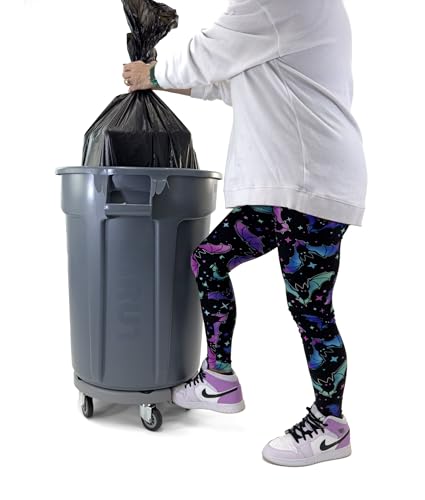 Image of Trash Can Dolly | Heavy-Duty Plastic | 5 Casters | Foot Stabilizer | 460 Lb. Capacity