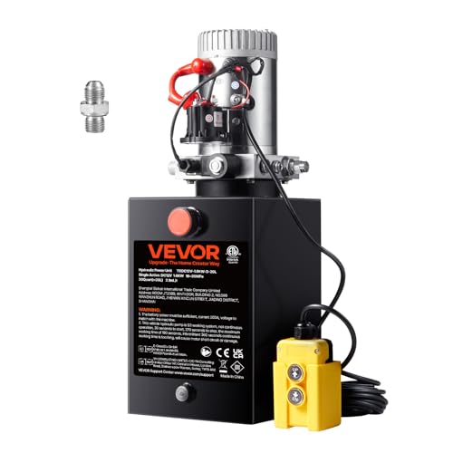 VEVOR Pompe Hydraulique DC 12 V 19 L Groupe Hydraulique Simple Effet Débit d'Huile 3,44 L/min Max....