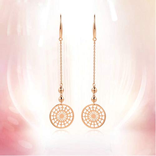 Daesar 18Ct Rose Gold Earrings Drop Hollow Round Bead Drop Earrings Wedding Dangle Earrings Rose Gold #TOP2
