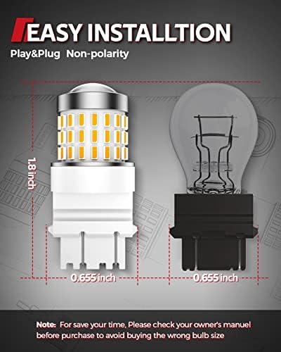 Image of Torchbeam 3157 LED Bulbs for Turn Signal Lights, Yellow Amber 500% Brighter 3156 3056 4057 4157 LED Bulb 57-SMD LED Chipset with Projector Len for Parking Side Marker Brake Blinker Lights, Pack of 2