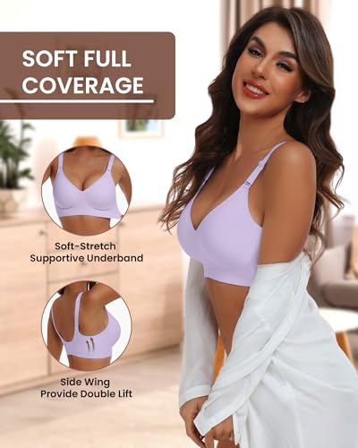 Image of HORISUN Comfortable Seamless Full Coverage Bra for Women Wireless Bras with Soft Support Regular and Plus Size