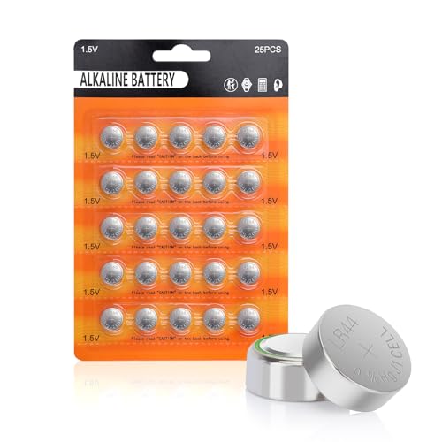JOXIYECLTL LR44 Batteries 25 Pack 1.5V L1154f 357 AG13 SR44 A76 GP76 Lr 44b 303 Button Coin Cell Batteries